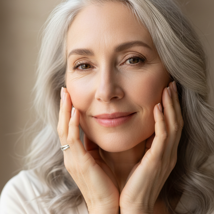 Anti-aging AHAVA skincare routine for mature women over 50