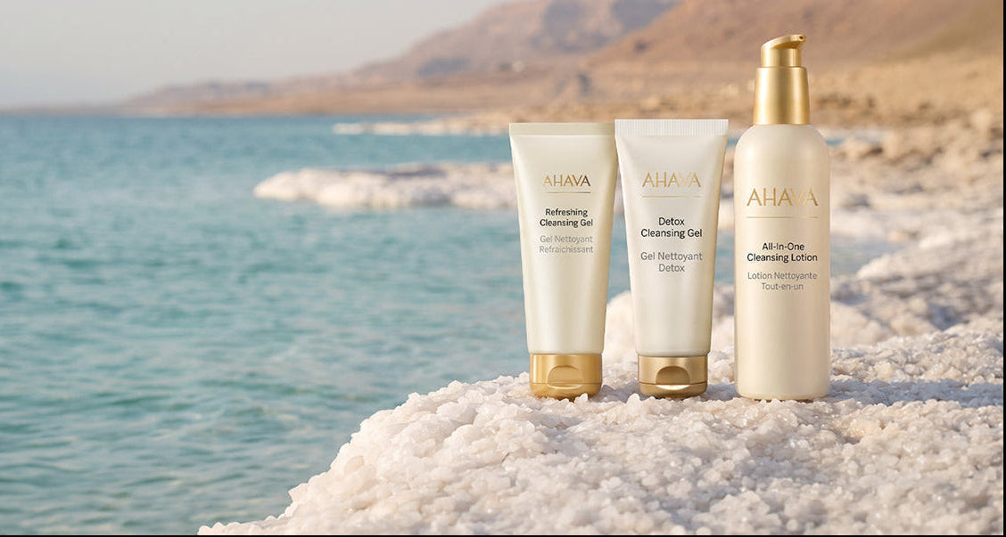 AHAVA Facial Cleansing collection: Purifying cleansers, toners, and exfoliators enriched with Dead Sea minerals for all skin types.