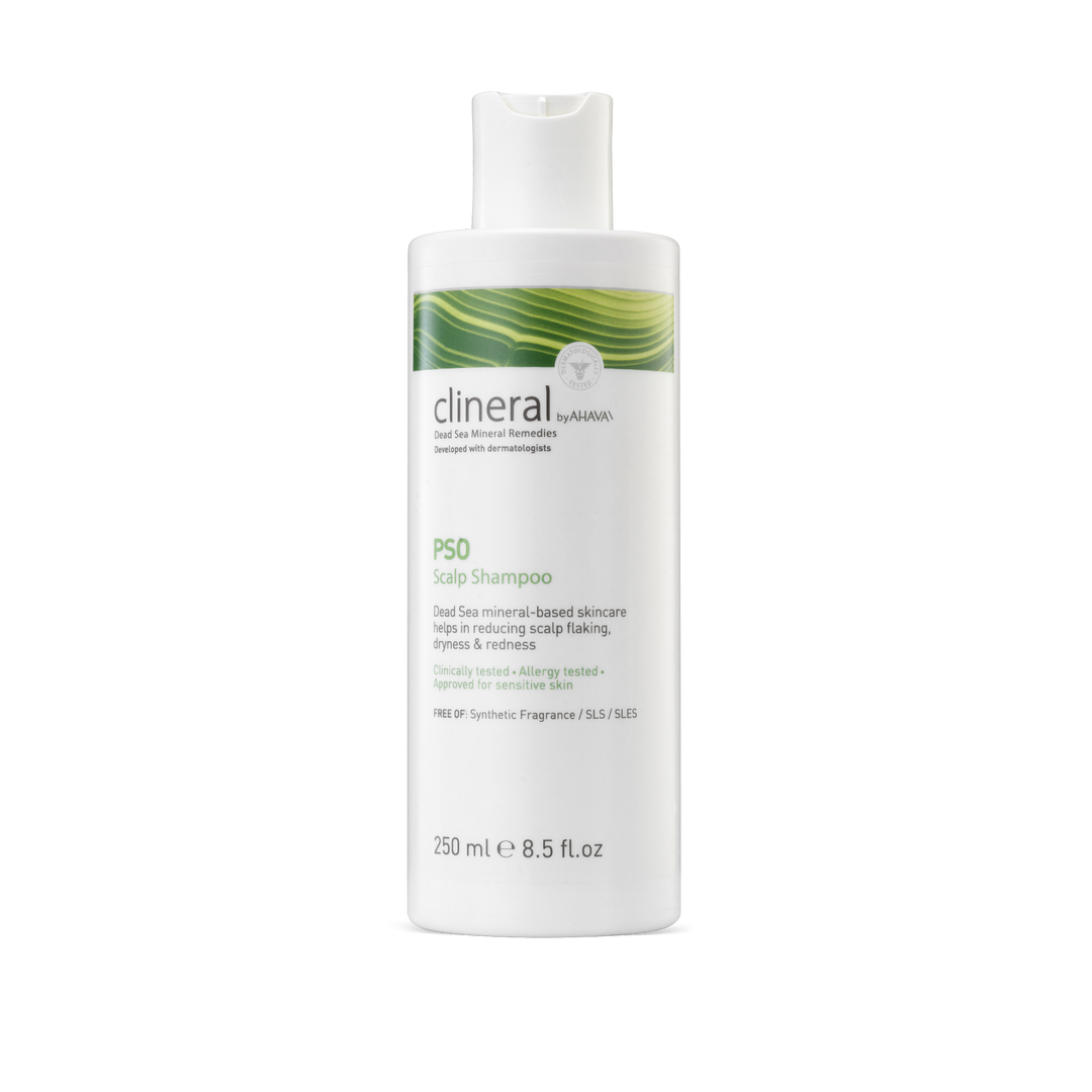 AHAVA Clineral PSO Shampoo with Dead Sea mud for scalp psoriasis relief